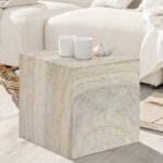 Piazza Travertine Finish Indoor / Outdoor Concrete End Table
