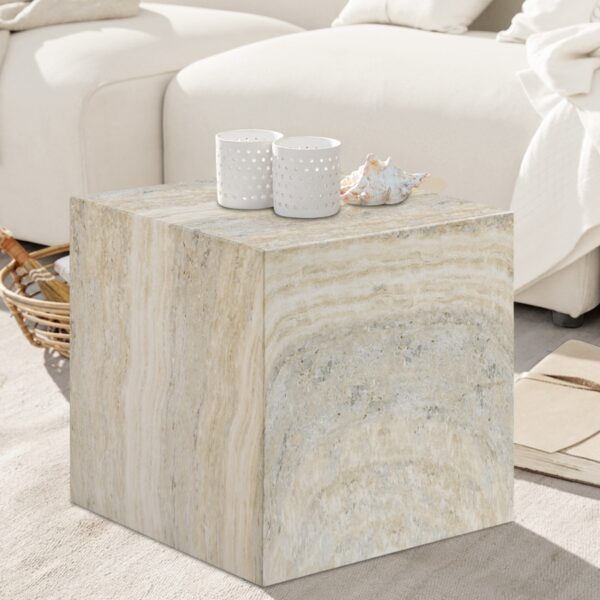Piazza Travertine Finish Indoor / Outdoor Concrete End Table