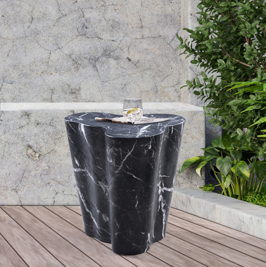 Monza Concrete And Fiberglass Indoor / Outdoor Patio End Table / Side Table