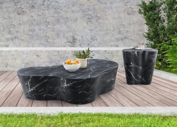 Monza Concrete And Fiberglass Indoor / Outdoor Patio End Table / Side Table