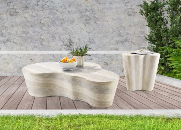 Monza Travertine Finish Indoor/Outdoor Concrete Coffee Table
