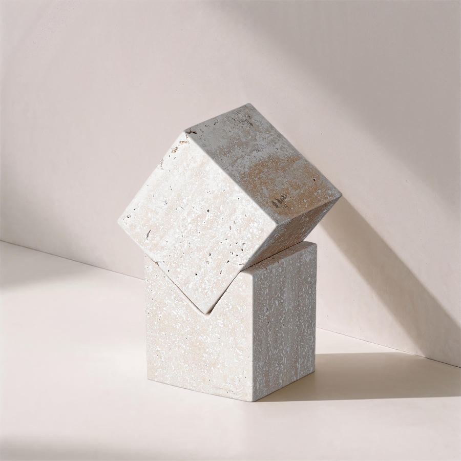 Quad Travertine Decorative Cube