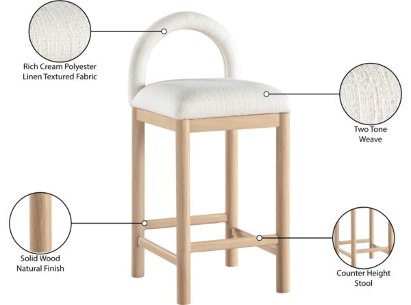 Conrad Linen Textured Fabric Upholstered Counter Stool