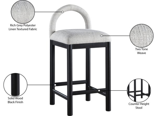 Conrad Linen Textured Fabric Upholstered Counter Stool