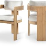 Sacha Linen Textured Fabric Upholstered Dining Chair