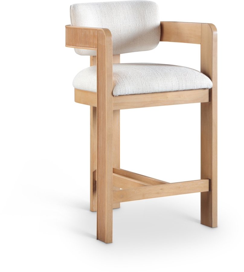 Sacha Linen Textured Fabric Upholstered Counter Stool