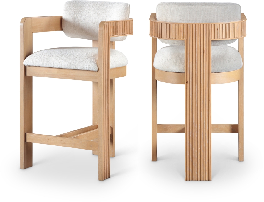 Sacha Linen Textured Fabric Upholstered Counter Stool