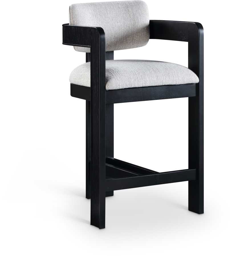 Sacha Linen Textured Fabric Upholstered Counter Stool