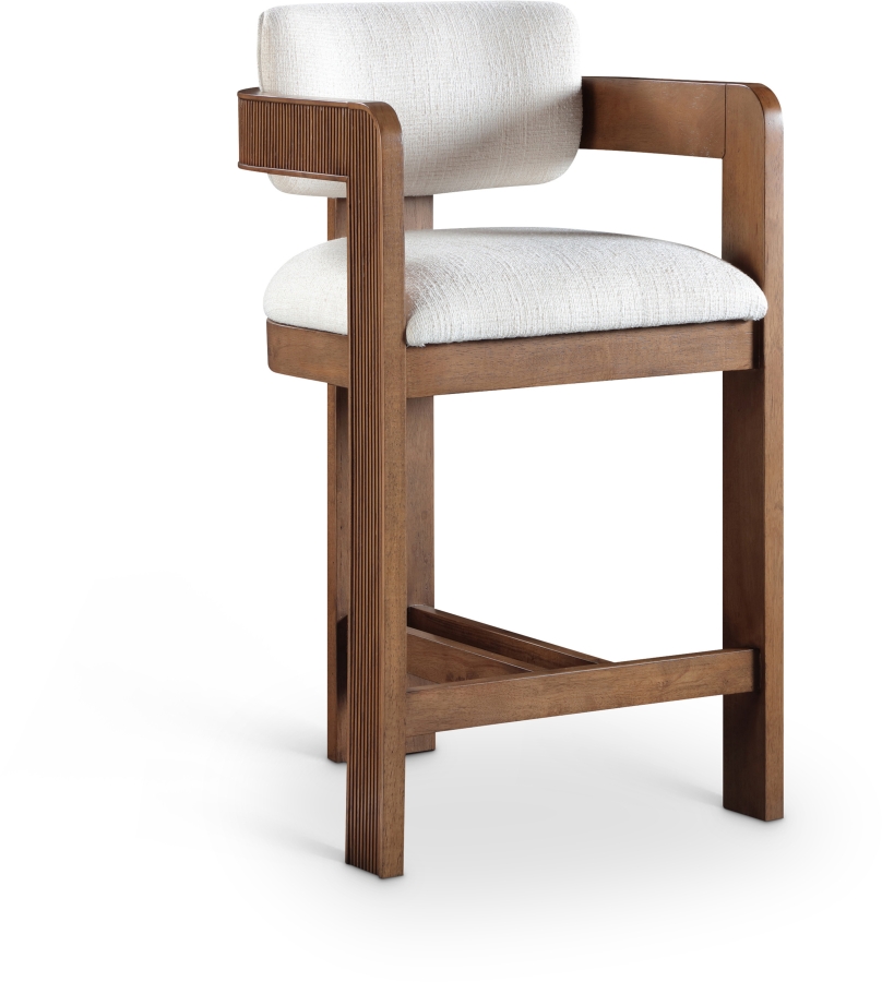 Sacha Linen Textured Fabric Upholstered Counter Stool