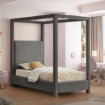 Emerson Linen Textured Fabric Upholstered Bed