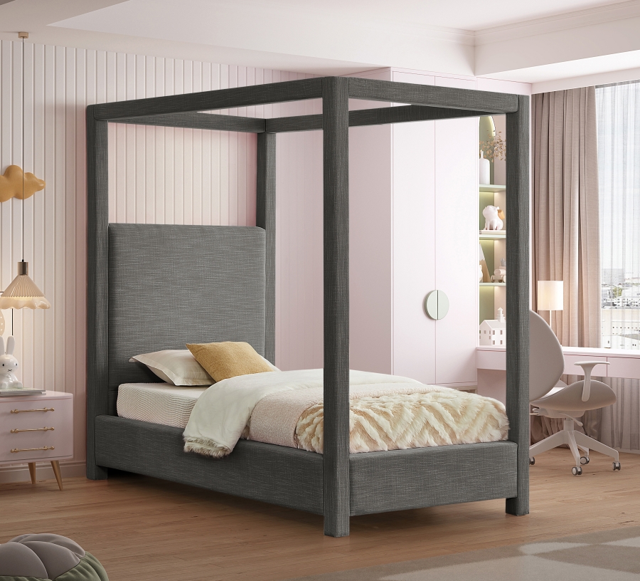 Emerson Linen Textured Fabric Upholstered Bed