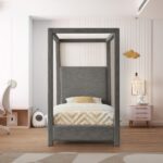 Emerson Linen Textured Fabric Upholstered Bed