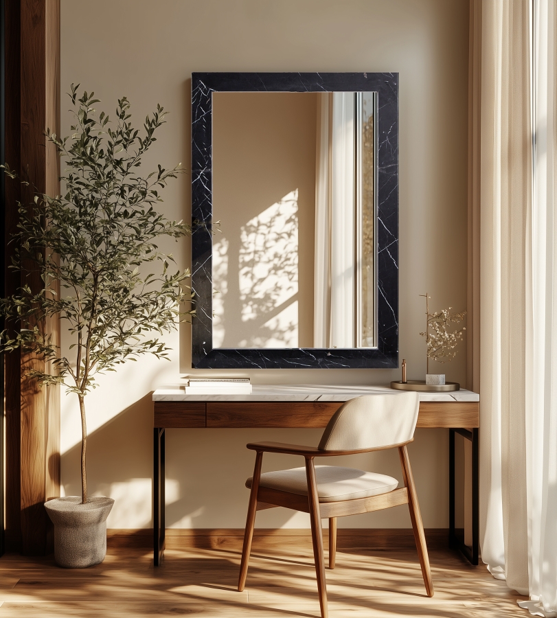 Pavia Genuine Marble Frame Mirror