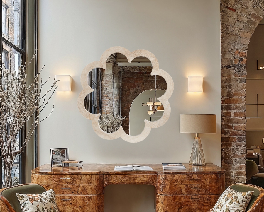 Vicenza Genuine Travertine Frame Mirror