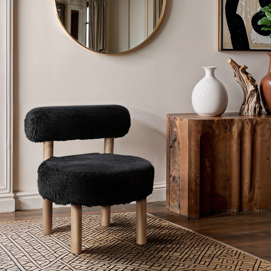 Ambre Vegan Shearling Fabric Upholstered Accent Chair