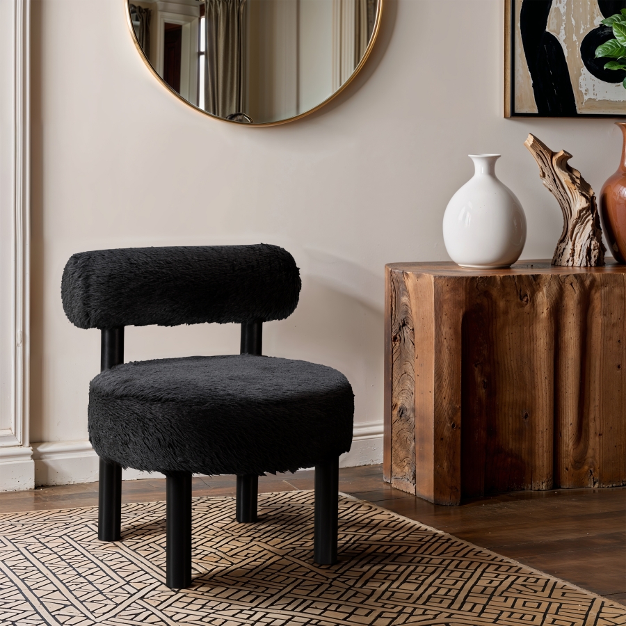 Ambre Vegan Shearling Fabric Upholstered Accent Chair