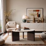 Varenna Marble Top And Acacia Wood Base Coffee Table