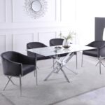 Xander 60" Glass Top And Steel Base Dining Table
