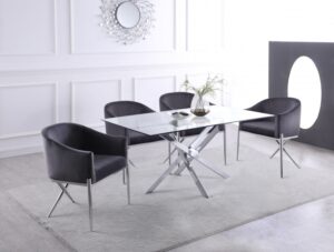 Xander 60" Glass Top And Steel Base Dining Table