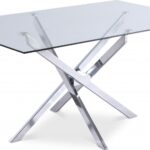 Xander 60" Glass Top And Steel Base Dining Table