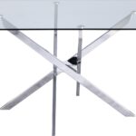 Xander 60" Glass Top And Steel Base Dining Table