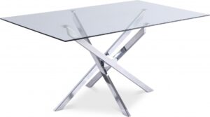 Xander 60" Glass Top And Steel Base Dining Table