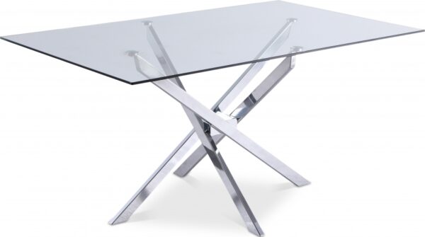 Xander 60" Glass Top And Steel Base Dining Table