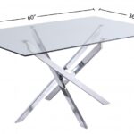 Xander 60" Glass Top And Steel Base Dining Table