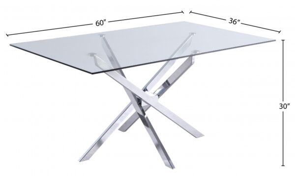 Xander 60" Glass Top And Steel Base Dining Table