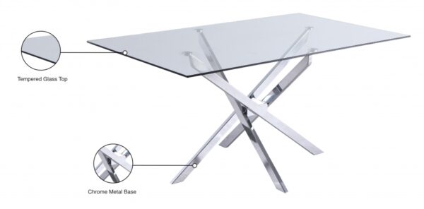 Xander 60" Glass Top And Steel Base Dining Table