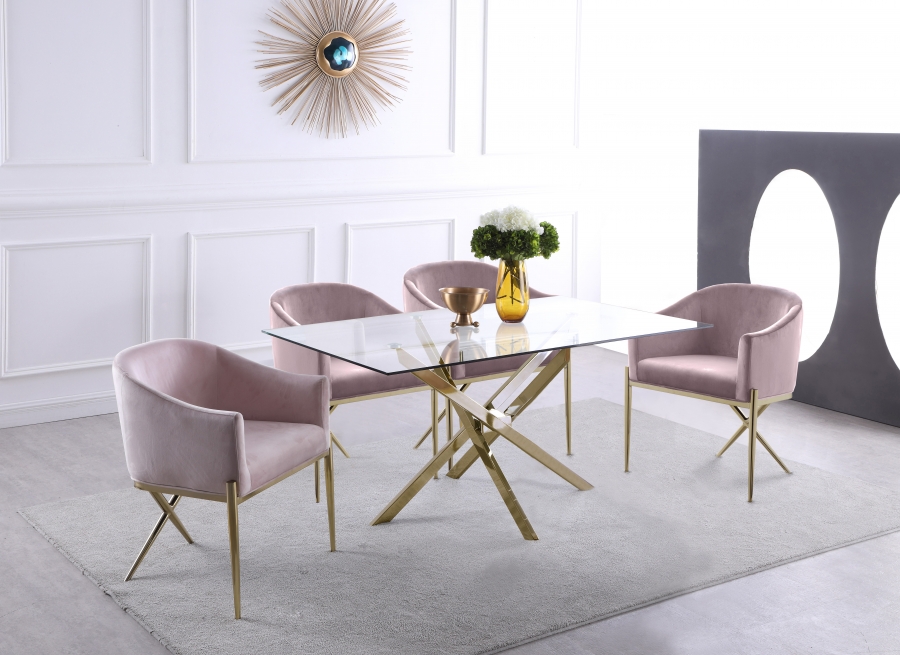 Xander 60" Glass Top And Steel Base Dining Table