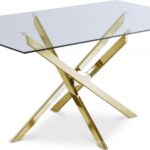 Xander 60" Glass Top And Steel Base Dining Table