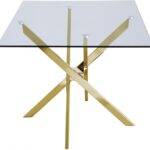 Xander 60" Glass Top And Steel Base Dining Table