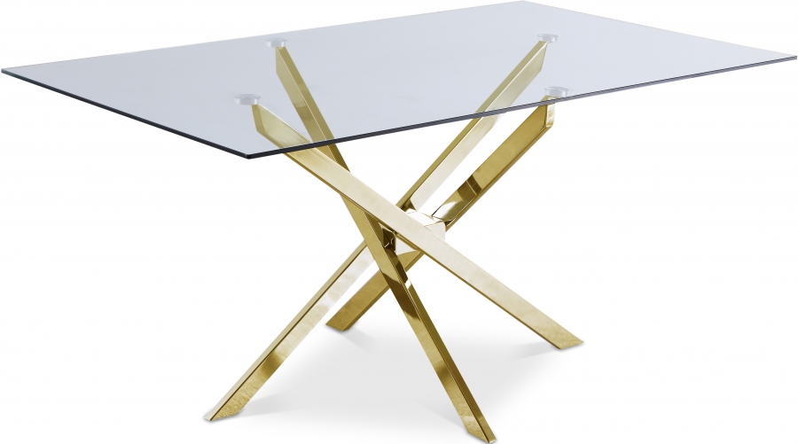 Xander 60" Glass Top And Steel Base Dining Table
