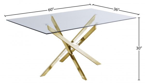 Xander 60" Glass Top And Steel Base Dining Table