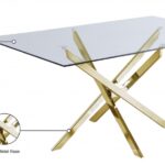 Xander 60" Glass Top And Steel Base Dining Table