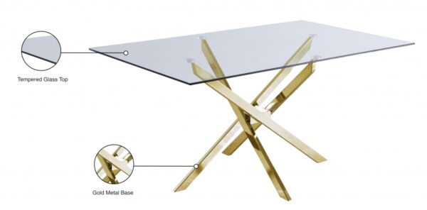 Xander 60" Glass Top And Steel Base Dining Table