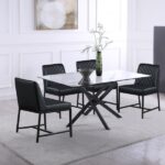 Xander 60" Glass Top And Steel Base Dining Table