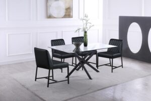 Xander 60" Glass Top And Steel Base Dining Table
