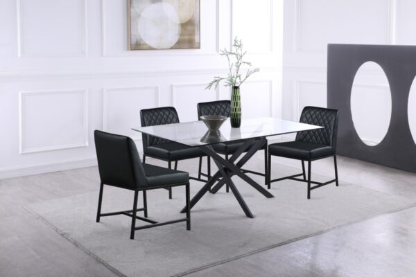 Xander 60" Glass Top And Steel Base Dining Table