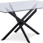 Xander 60" Glass Top And Steel Base Dining Table