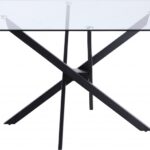 Xander 60" Glass Top And Steel Base Dining Table
