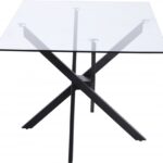 Xander 60" Glass Top And Steel Base Dining Table
