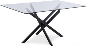 Xander 60" Glass Top And Steel Base Dining Table
