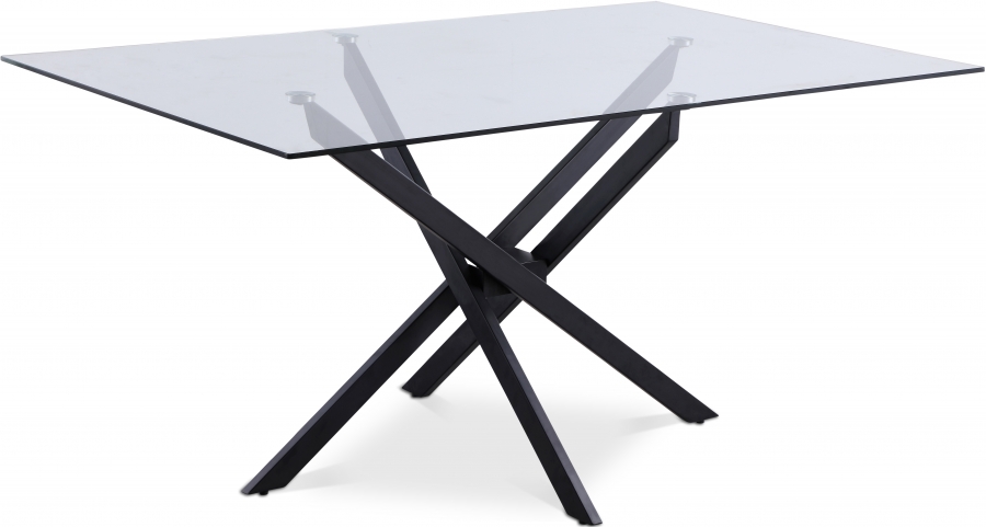 Xander 60" Glass Top And Steel Base Dining Table