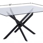 Xander 60" Glass Top And Steel Base Dining Table