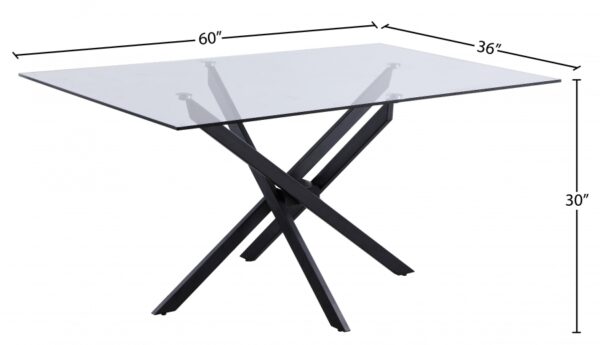 Xander 60" Glass Top And Steel Base Dining Table
