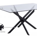 Xander 60" Glass Top And Steel Base Dining Table