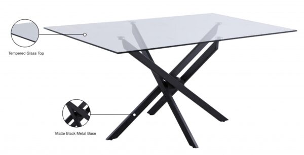 Xander 60" Glass Top And Steel Base Dining Table