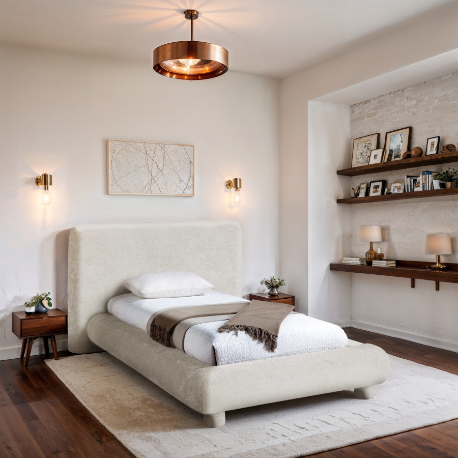 Blair Chenille Fabric Upholstered Twin Bed